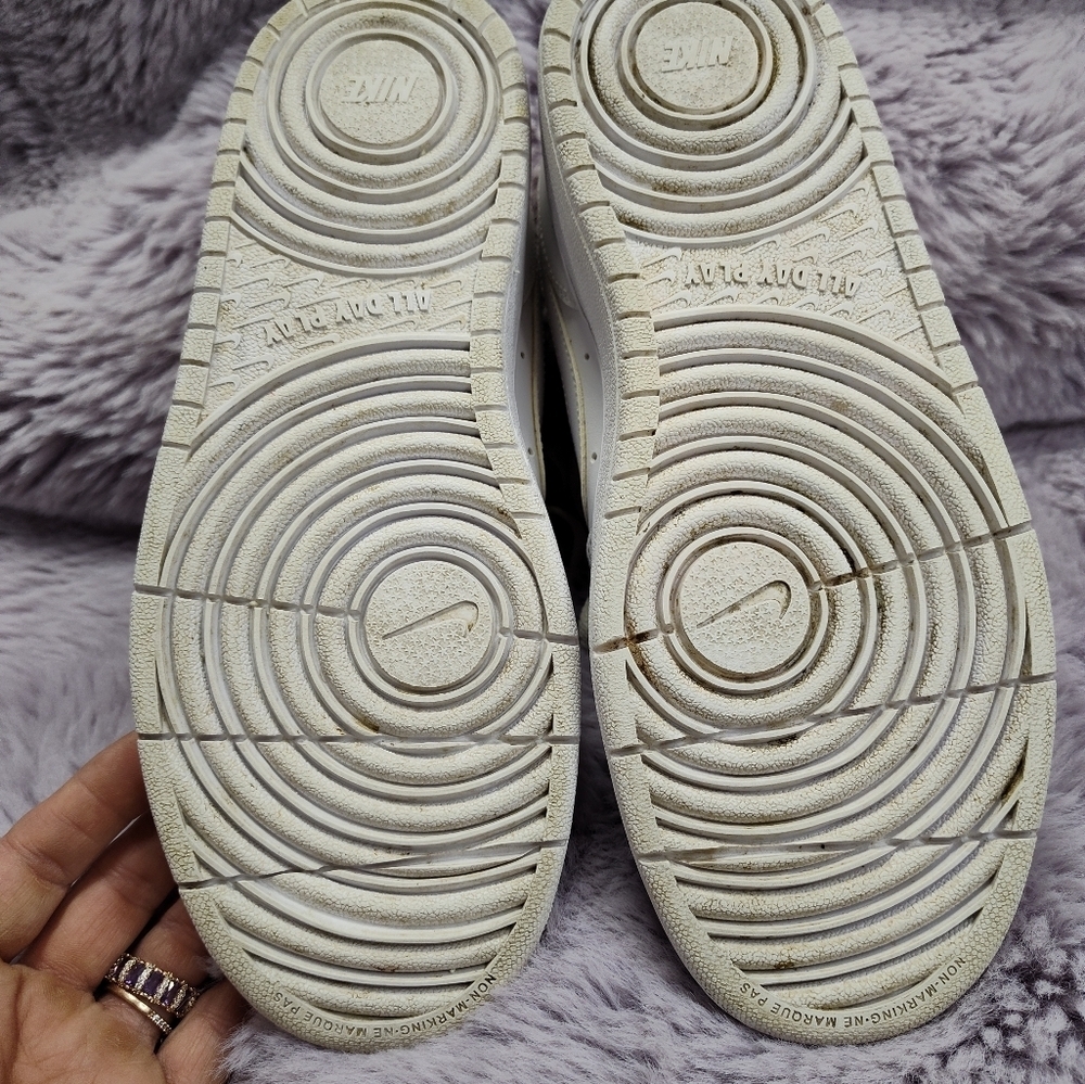 Nike Air Force 1 Mid White Leather Lace Up Shoes Size 6 - Picture 11 of 11